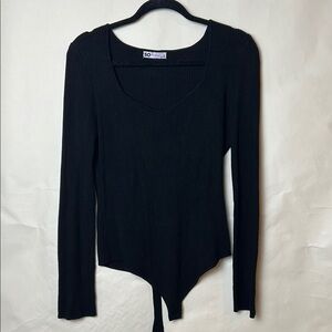 SO Women's Black Ribbed Top